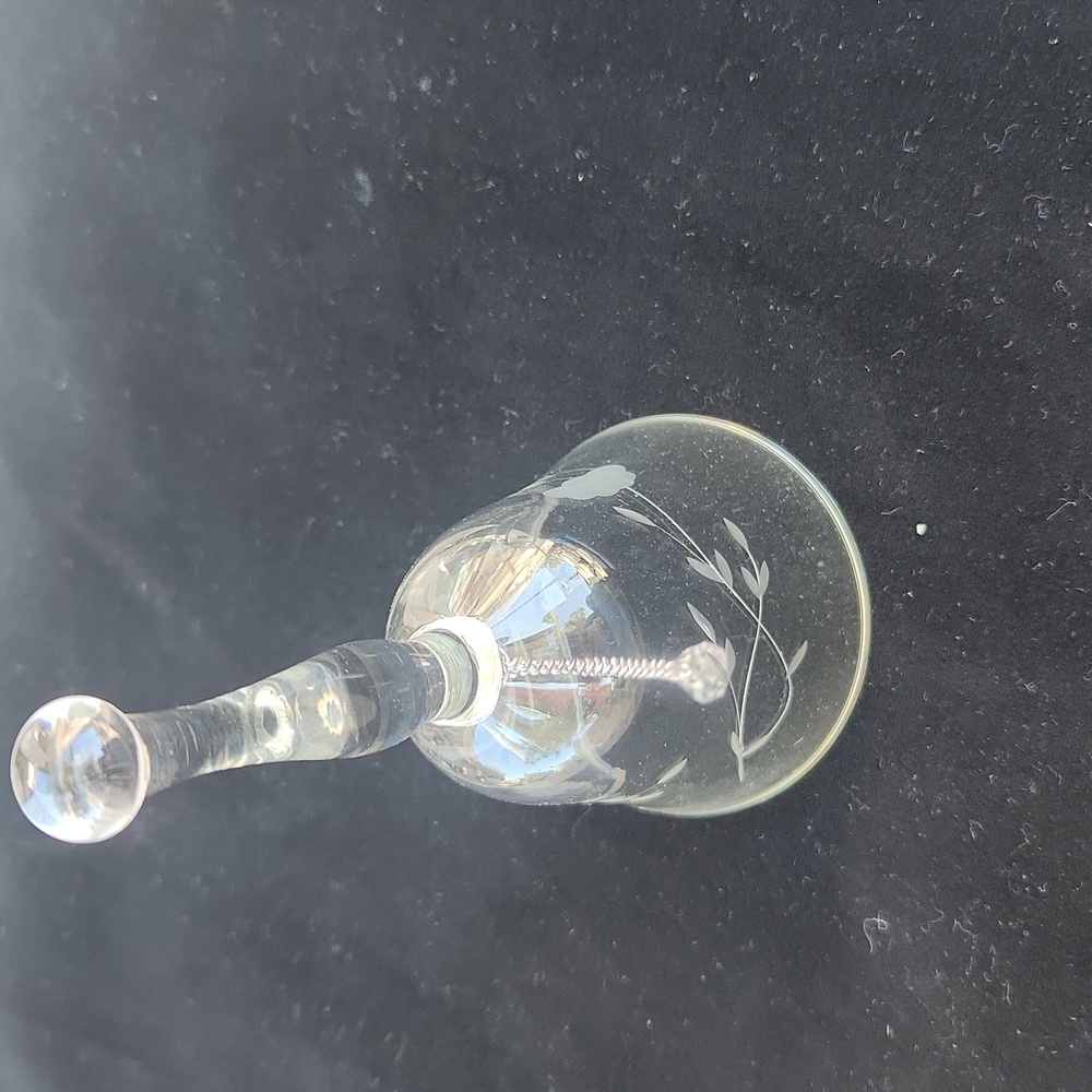 Princess House Elegant Glass Bell with Etched Leaf Design
